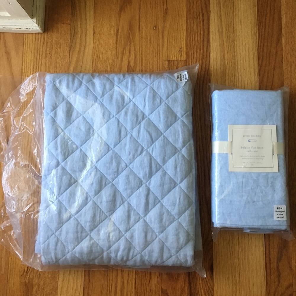 Pottery Barn Baby quilt and crib skirt